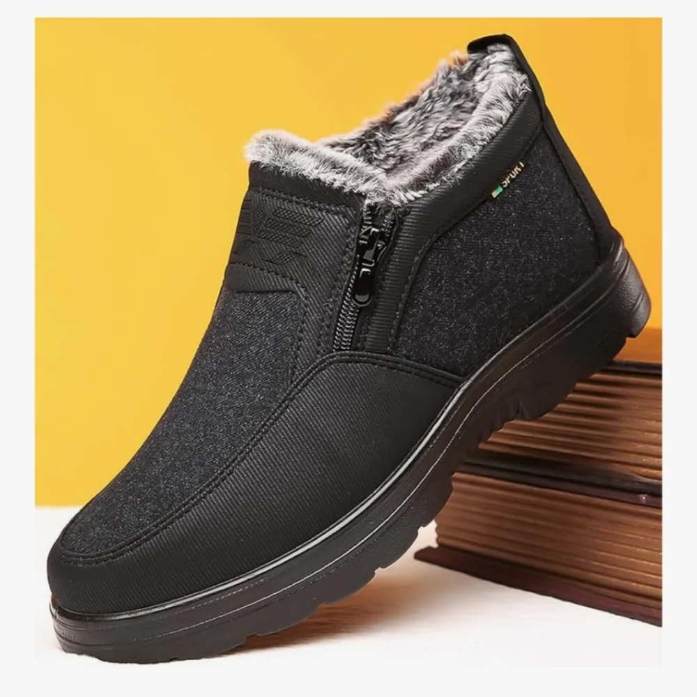 Men Snow Boots Wide Toe Fur Lined Minimalist No-slip